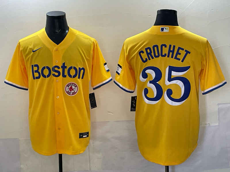 Men 2025 Boston Red Sox #35 Crochet yellow Nike MLB Jersey style 003->boston red sox->MLB Jersey